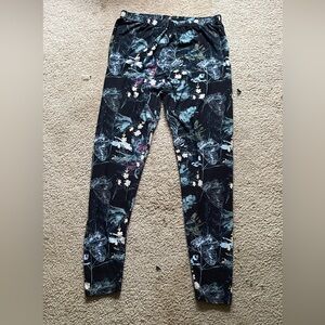 Black and Blue Floral Butterfly Leggings